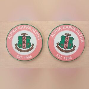 Handmade AKA Sorority Ceramic Coaster Set